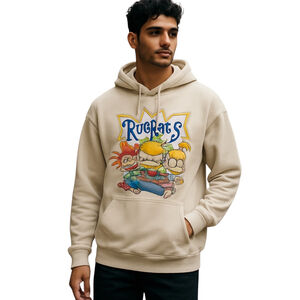 Nickelodeon Rugrats Hoodie Mens L Beige Angelica Tommy Chuckie Fleece Pullover